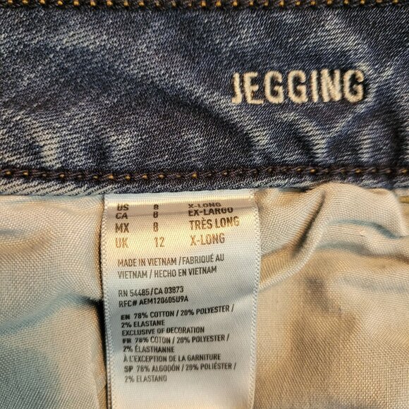 American Eagle Jeans 8 XL Super Stretch Jegging Low Rise Medium Dark Wash Denim - Picture 5 of 11